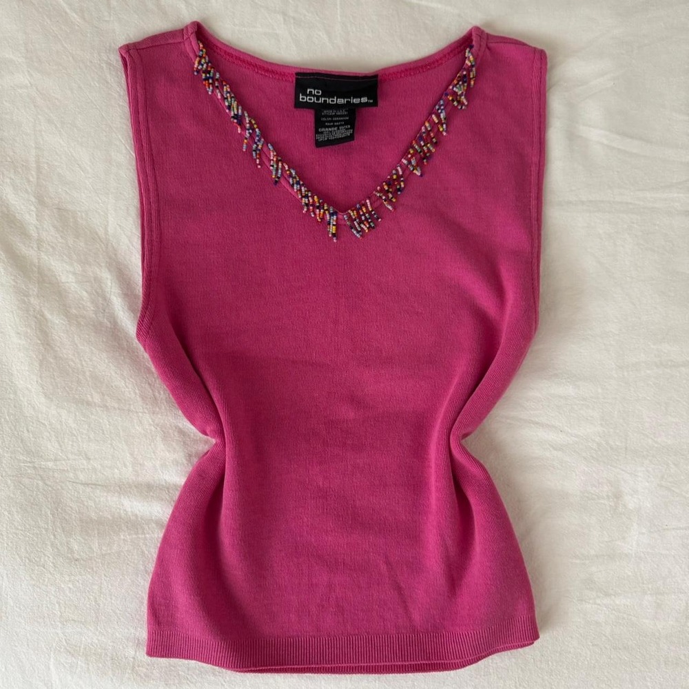 2000s y2k No Boundaries Pink beaded tank - Picture 1 of 3